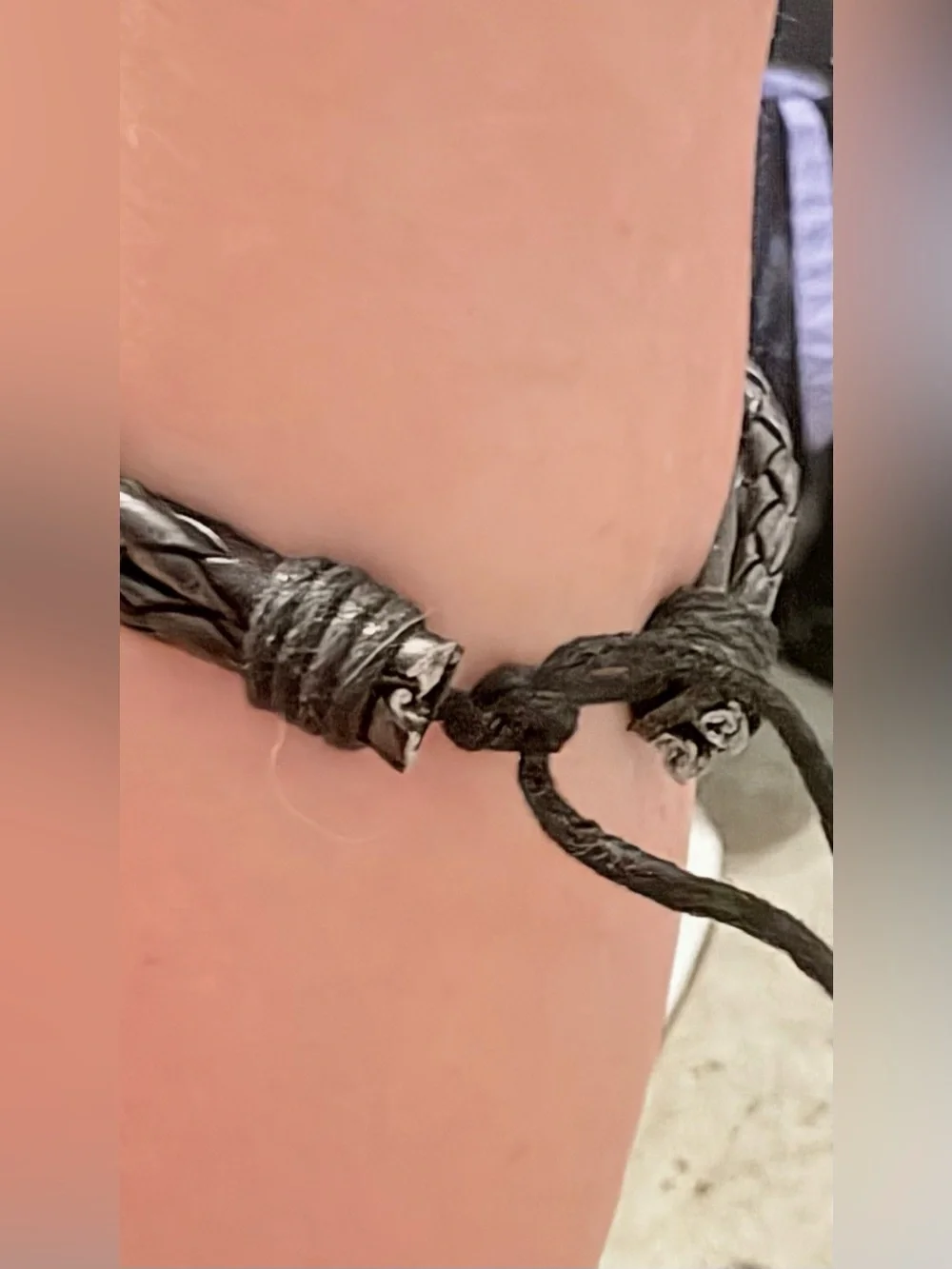 Black Leather Skull & Crossbones Men’s or women’s adjustable Bracelet